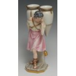 A Royal Worcester figure, of a Water Carrier, she stands, holding amphorae on her back, canted base,