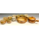 Studio Pottery - Zelda Mowat - a salt-glazed stoneware twin-handled dish, 25cm wide; a small salt-