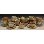 David Leach (1911 - 2005), A fluted stoneware tea service for five, comprised of teapot, milk jug,