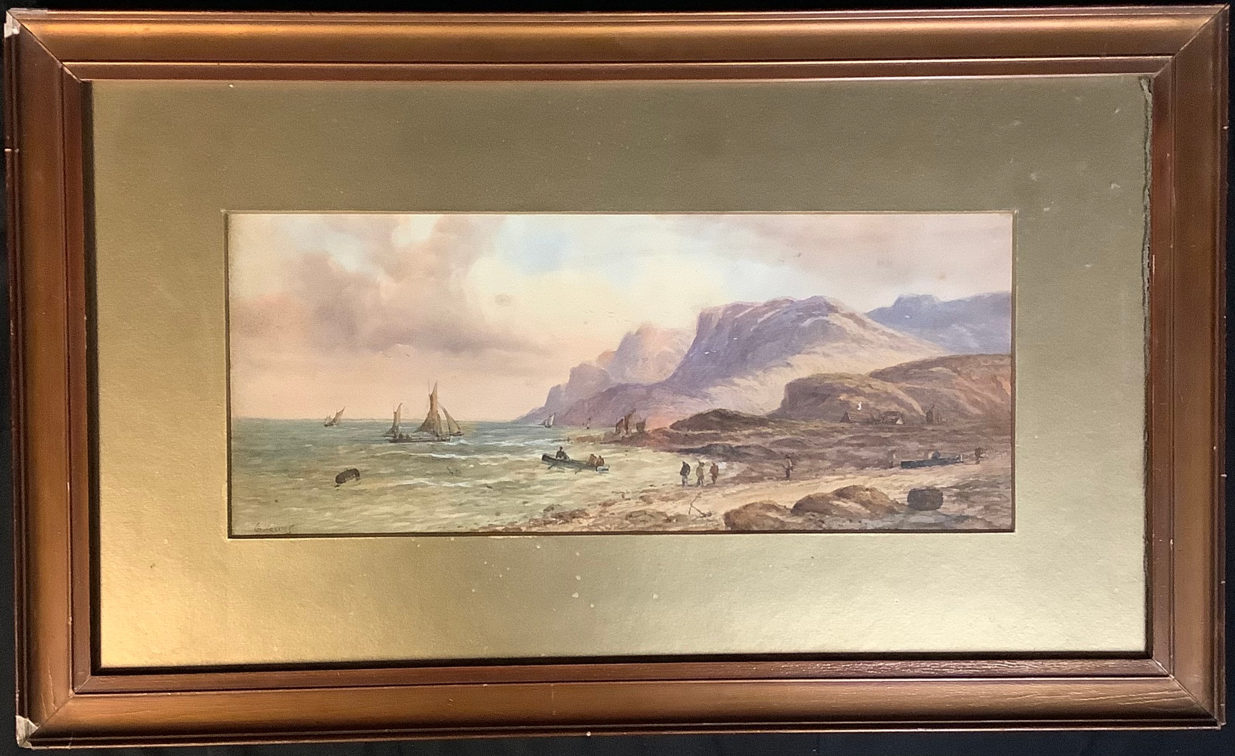 English School (19th century), Maritime Coastal Scene, indistinctly signed, watercolour, 18cm x - Bild 3 aus 3