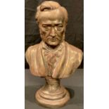 A cast iron bust of the composer Richard Wagner, 33cm high