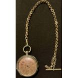 A 19th century open face pocket watch on Albert chain