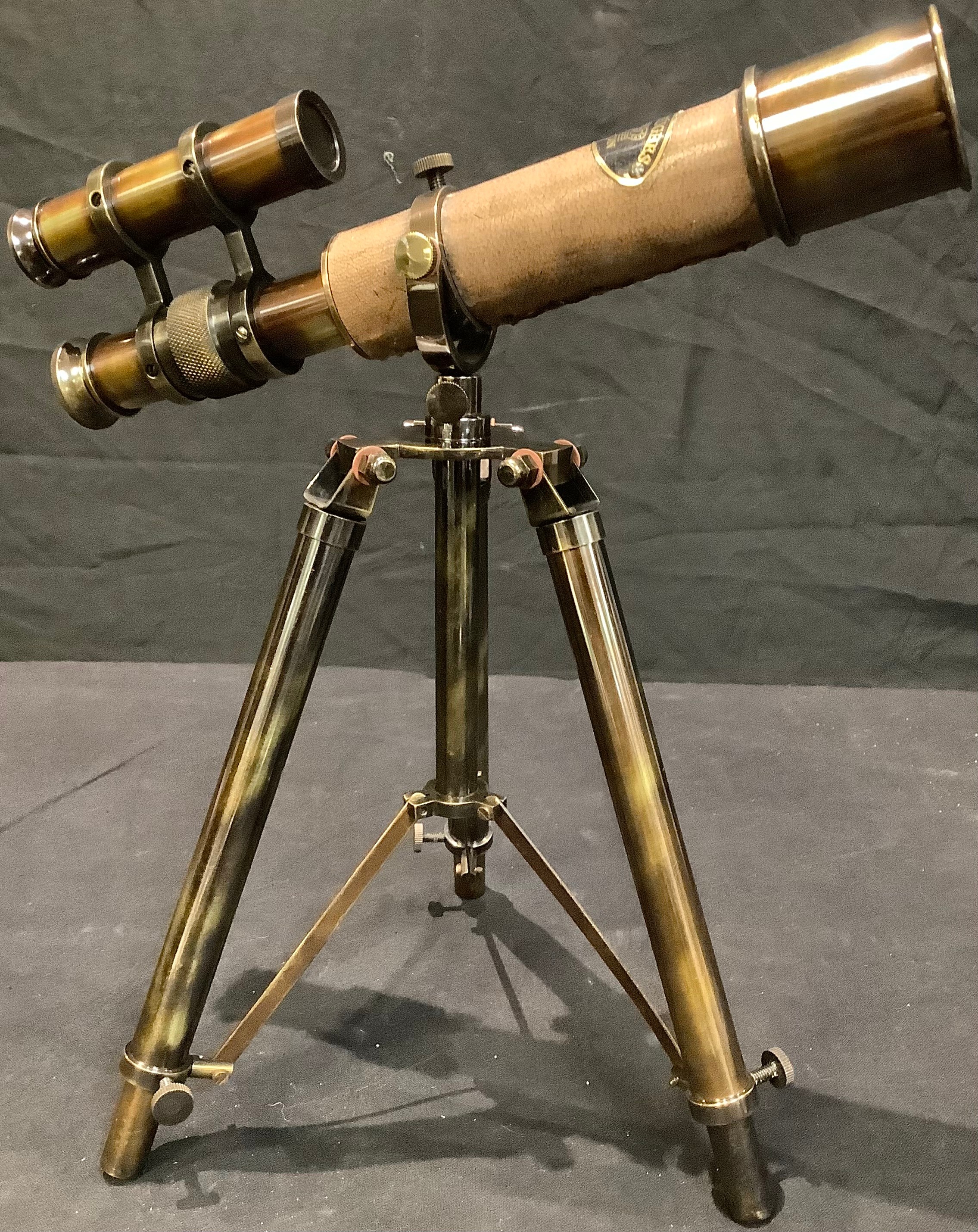 A replica Kelvin & Hughes, London table top telescope on tripod stand