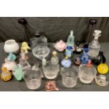 Glassware - a collection of dressing table atomizers and perfume bottles including a blue 'Art Deco'