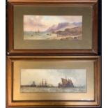 English School (19th century), Maritime Coastal Scene, indistinctly signed, watercolour, 18cm x