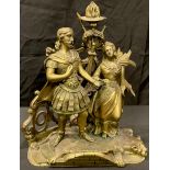 A 19th century Continental bronze group, Gladiator and maiden, 30cm high