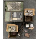 WW2 British Aldis Signalling Lamps x 2 complete with Morse key, original paint to cases, one in