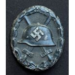 WW2 Third Reich Verwundetenabzeichen 1939 in Schwarz - Wound badge 1939 in Black. Steel example.