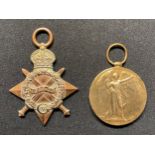 WW1 British 1914-15 Star to 16-201 Pte A Wilkinson, West Yorkshire Regt and a Victory Medal to 20-