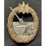 WW2 Third Reich Kriegsabzeichen fur die Marine-Artillerie. Coastal Artillery War Badge. No makers