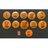 Communist Peoples Republic of China collection of Bamboo printed lapel badges featuring Chairman Mao