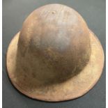 WW1 US M1917 Brodie Steel Helmet. Original paint inside and out. Has remains of chinstrap and felt