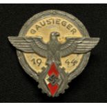 WW2 Third Reich Hitler Jugend Gauseiger Award 1944. Maker marked "G Brehmer, Markneukirchen".