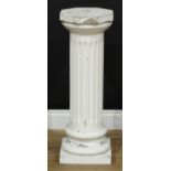 A Neoclassical design painted pine architectural statuary pedestal, octagonal top, fluted column,
