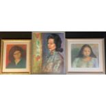 R. C. Botting A.R.C.A. Portrait - Mrs Savage signed, pastel, 43cm x 36cm; another similar; L.