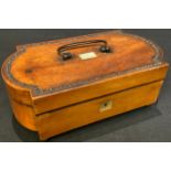 A 19th century French satinwood and cut steel mounted work box, paper label for Monbro, Paris, c.