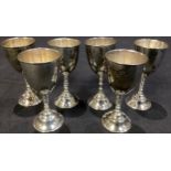 A set of six Mexican Taxco silver goblets, 104g