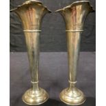 A pair of Art Nouveau silver trumpet vases, Sheffield 1909, 23.5cm high