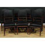 A set of seven late Victorian woven horse hair upholstered dining chairs, 99cm high, 49cm wide,