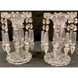 A pair of early 20th century glass lustres, 18cm high