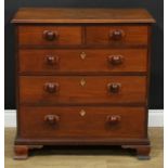 A late George III mahogany chest, of small proportions, rectangular top with moulded edge above