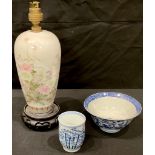 A Japanese porcelain ovoid vase, painted with mountainous lakeside scene with flowers and
