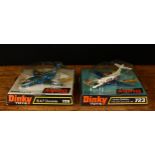 Dinky Toys 723 Hawker Siddeley H.S.125 Executive Jet, metallic blue and white body with decals,