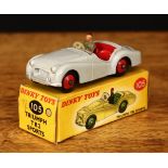 Dinky Toys 105 Triumph TR2 Sports (touring finish), grey body, red interior with seated driver