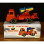 Dinky Supertoys 960 lorry mounted cement mixer with windows, orange cab and body with yellow and