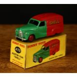 Dinky Toys 470 Austin 'Shell/BP' van, green and red body with decals to sides and rear, red ridged
