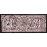 Stamps - QV 1884 £1 brown-lilac SG: 185 imp. crowns mark cat £3000, 101 Canon Street, CDS x 3