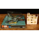 Dinky Toys 718 Hawker Hurricane Mk IIc, camouflaged body with R.A.F. roundel decals, three blade