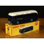 Dinky Toys 283 B.O.A.C. coach, dark blue body with decals, white roof, blue ridged hubs, boxed -