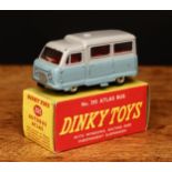 Dinky Toys 295 Atlas Kenebrake bus with windows, light blue and grey body, red interior, chrome spun