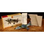 Dinky Toys 722 Hawker Harrier, metallic blue and camouflage body with decals, boxed with