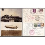 Stamps - two Graf Zeppelin postcards, 1, 1932 Germany - Brazil, 2, Germany - UK, interesting