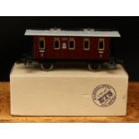 ETS (Electric Train Systems, Czech Republic) O Gauge tinplate 306 K.P.E.V. passenger car, maroon