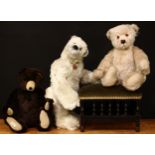 A Dean's Rag Book Co. Artist Showcase 'Storm' jointed bear, white/greyish mohair, black plastic