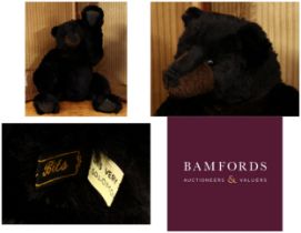 Bear Bits (Jean and Bill Ashburner) 'Solomon' artist made jointed bear, black dense mohair, black