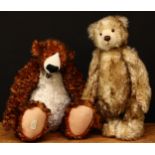 A Dean's Rag Book Co. Artist Showcase 'Tiger Toes' jointed teddy bear, fiery red and white mohair,