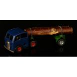 Tri-ang Minic (Lines Brothers) tinplate and clockwork 74M articulated log lorry, dark blue cab