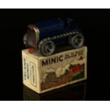 Tri-ang Minic (Lines Brothers) tinplate and clockwork 11M tractor, dark blue body with rubber