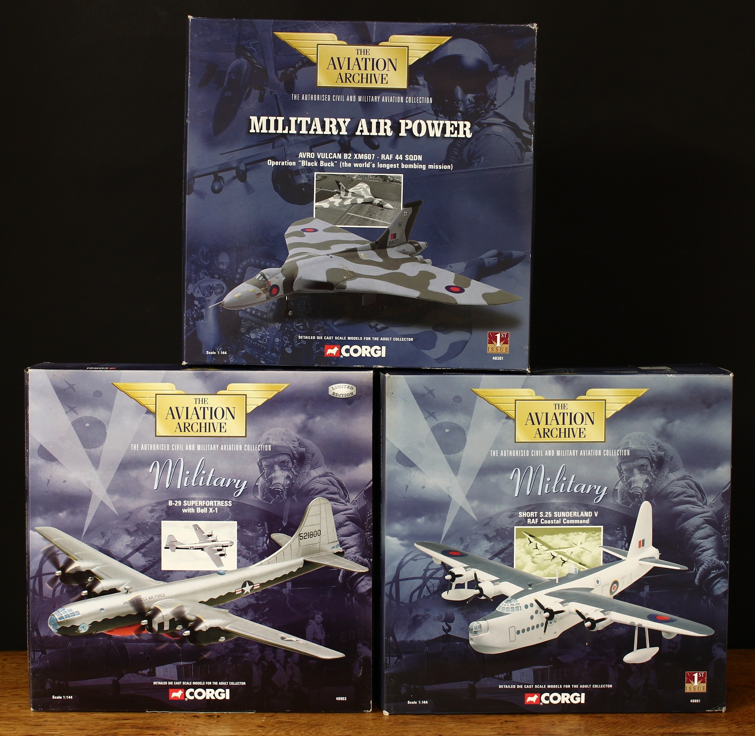 Corgi 1:144 scale models from The Aviation Archive, comprising 48301 (1st issue) Military Air