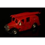 Tri-ang Minic (Lines Brothers) tinplate and clockwork 62M fire engine, red body with black wheel