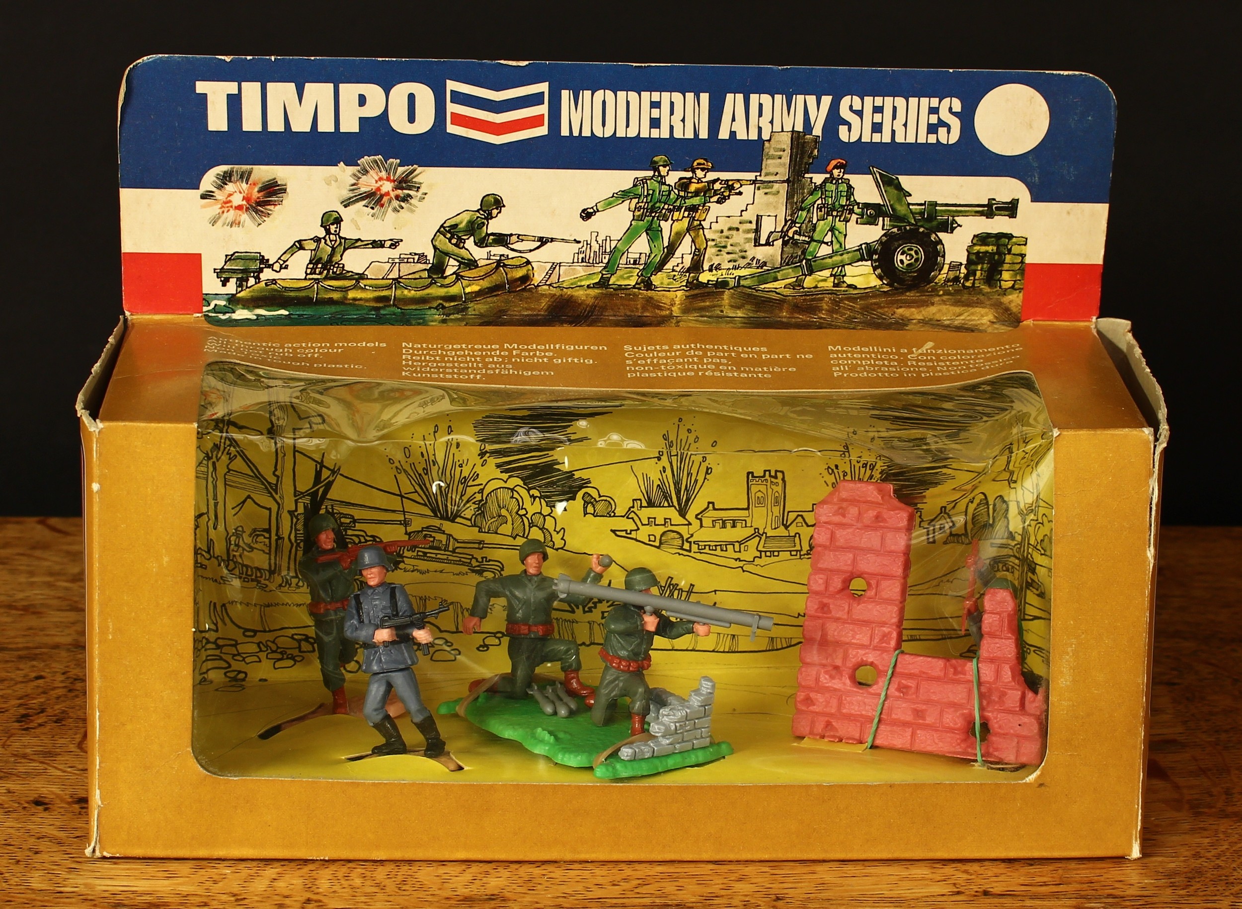 Timpo Toys, Modern Army series Ref.309 Bazooka set, comprising various figures and accessories,
