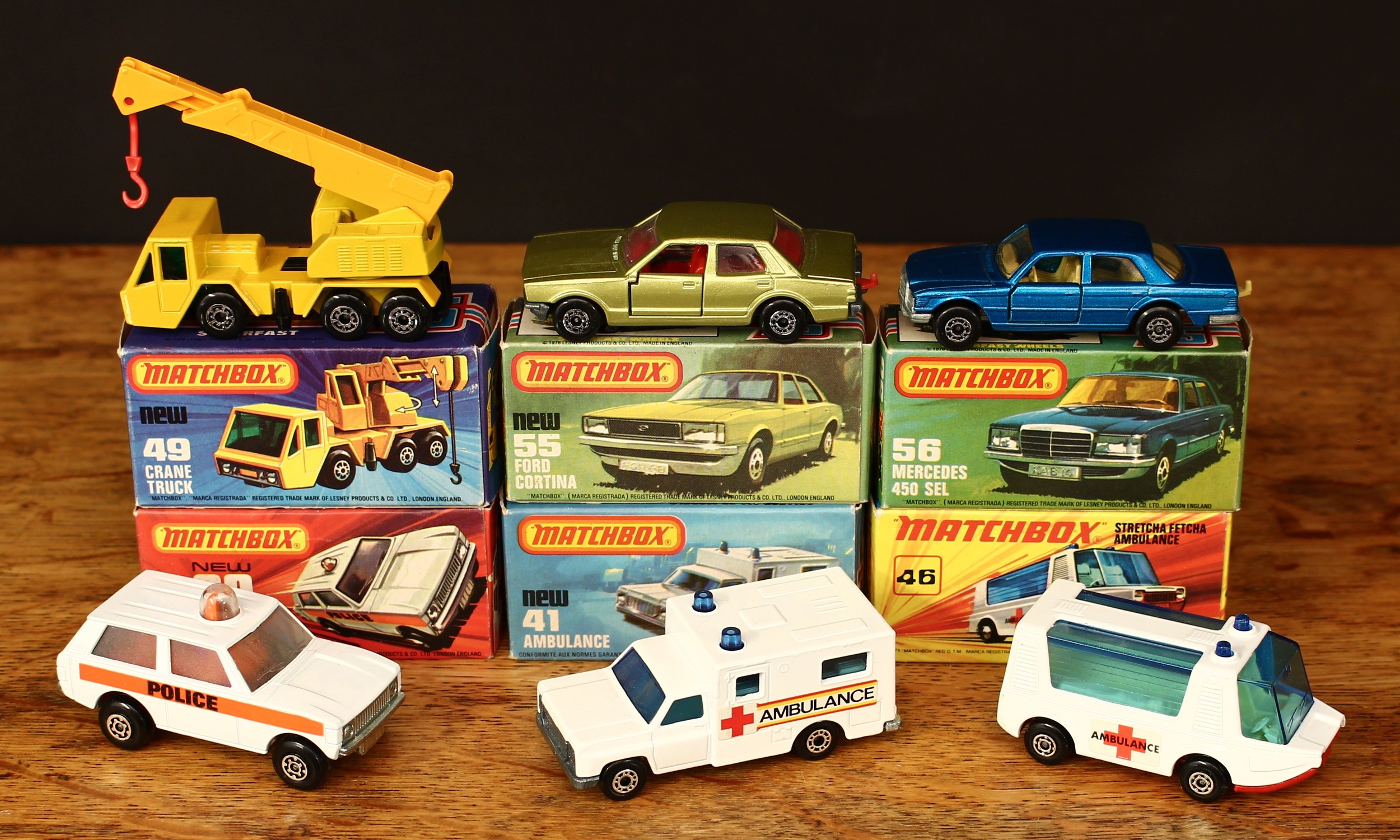 Matchbox 1-75 series models, Superfast issues, comprising 20e Police Patrol car (Rola.matics), white