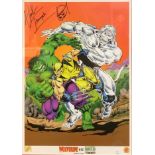 Wolverine vs Hulk limited edition Dynamic Forces print #124/500 by Herb Trimpe. Hand signed in