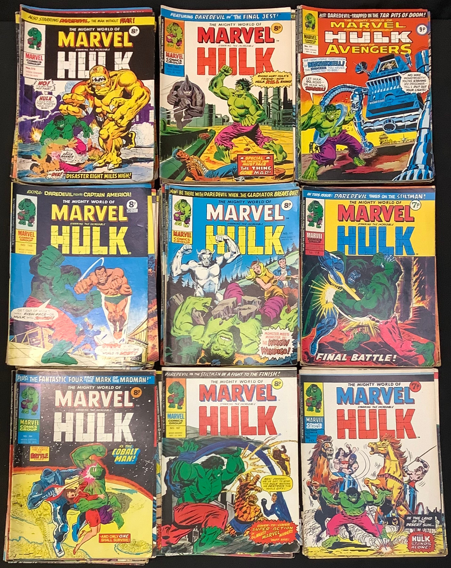 Mighty World of Marvel starring the Hulk. 83 comics. Approx VG-FN.