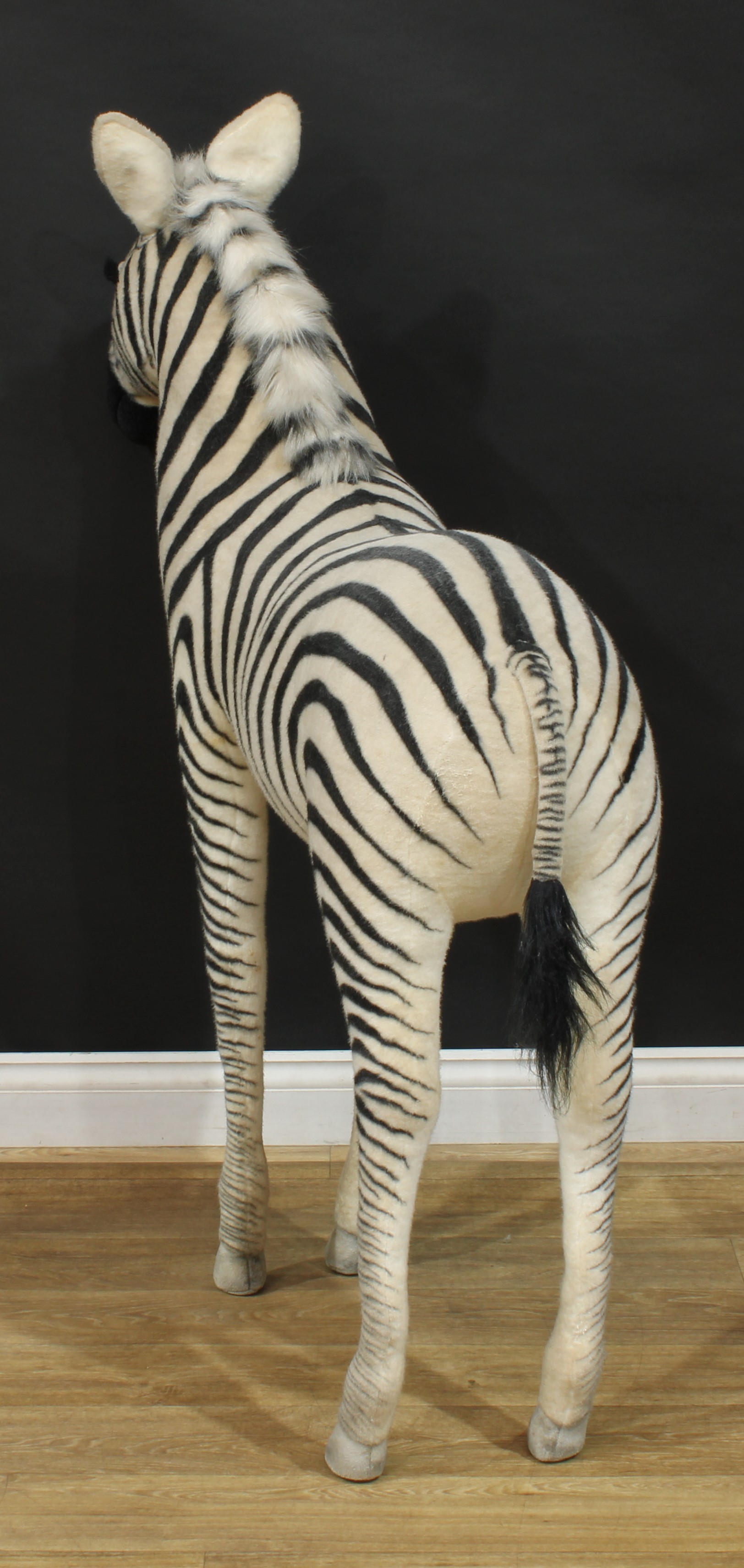 A large shop display/point of sale model of a Zebra, probably by Steiff (Germany) or similar, - Image 4 of 5
