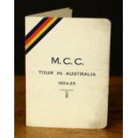 Sport, Cricket - a 1924-25 M.C.C. (Marleybone Cricket Club) programme, English Tour in Australia,